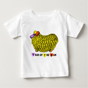 T-shirt Pour Bébé Funky Jaune bélier Chinois Nouvel An Zodiac B Blan