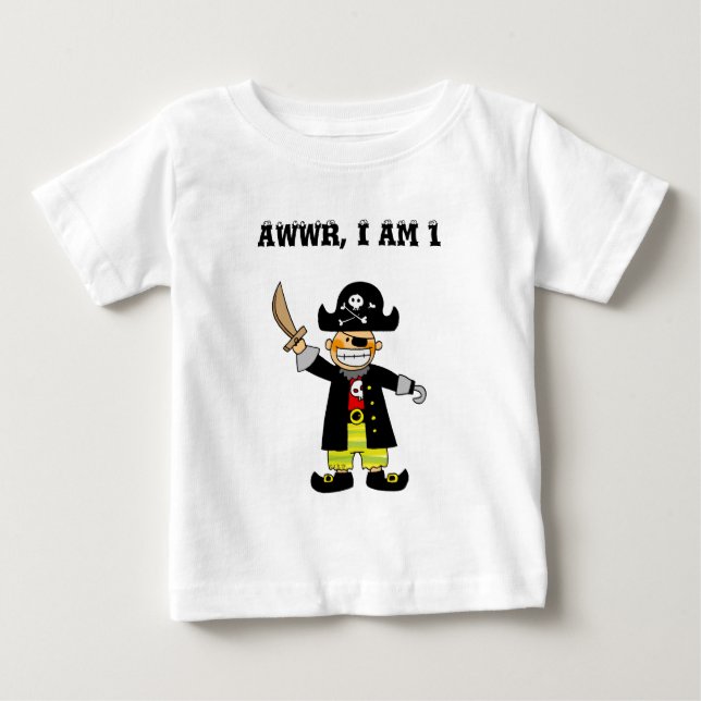 T-shirt Pour Bébé Funky Pirate Anniversaire Âge 1 Design (Devant)