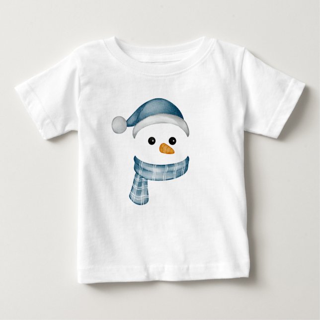 T-shirt Pour Bébé Funky Snowman Face heureux Joyeux Noël Famille (Devant)