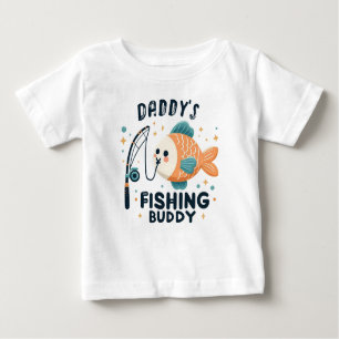 T-shirt Pour Bébé Funny Baby Fish Daddy's Fishing Buddy Cute
