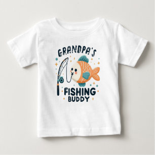 T-shirt Pour Bébé Funny Baby Fish   Grand-père's Fishing Buddy Baby
