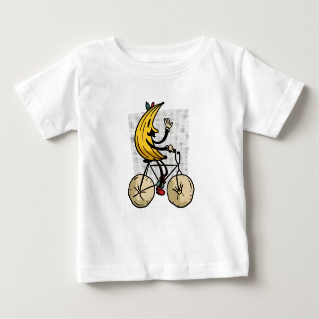 T-shirt Pour Bébé Funny Banana Biker Cartoon Design (Devant)