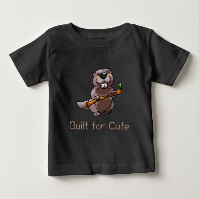 T-shirt Pour Bébé Funny Beaver Cartoon – Built for Cute (Devant)