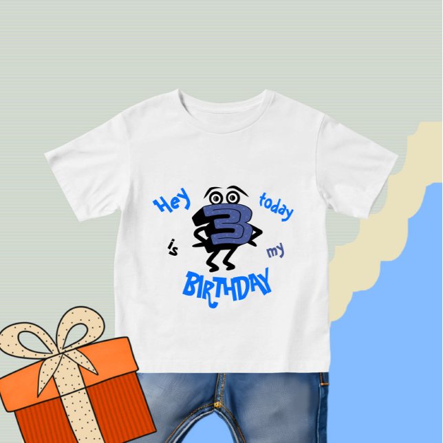 T-shirt Pour Bébé Funny bleu numéro trois (Créateur téléchargé)