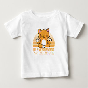 T-shirt Pour Bébé Funny cute cat doing yoga. funny yoga quotes