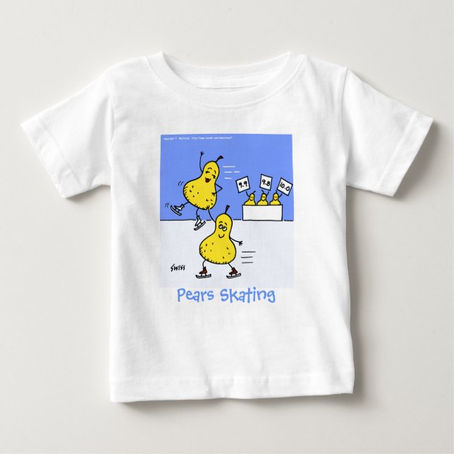 T-shirt Pour Bébé Funny Figure Skaters mignon Cartoon Pears Patinage (Devant)