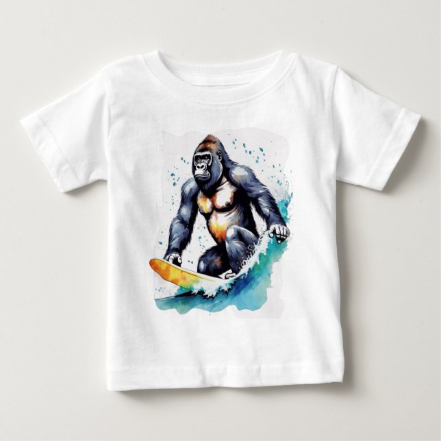 T-shirt Pour Bébé Funny gorilla surf (Devant)