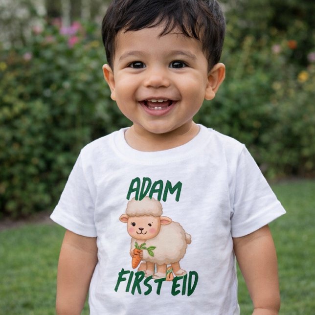 T-shirt Pour Bébé Funny mignon Baby Premier Eid Adha drôle Nom de bé (Créateur téléchargé)