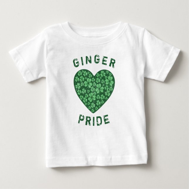 T-shirt Pour Bébé Funny Redhead Ginger Power Shamrock Coeur vert (Devant)