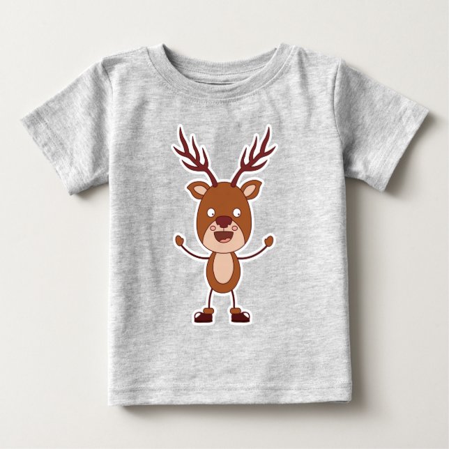 T-shirt Pour Bébé Funny Reindeer (Devant)