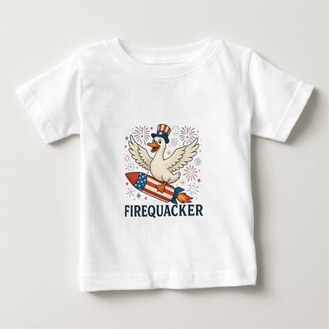 T-shirt Pour Bébé Funny Rubber Duck USA Patriotic Firequacker 4e (Devant)