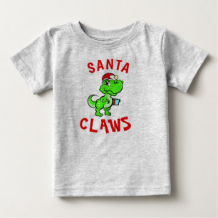 T-shirt Pour Bébé Funny Santa Claws Dinosaur Baby's 1er Noël 