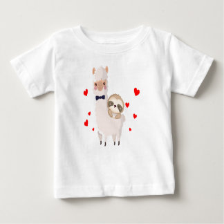T-shirt Pour Bébé Funny Sloth Riding Llama Shirt drôle Coeurs d'Alpa