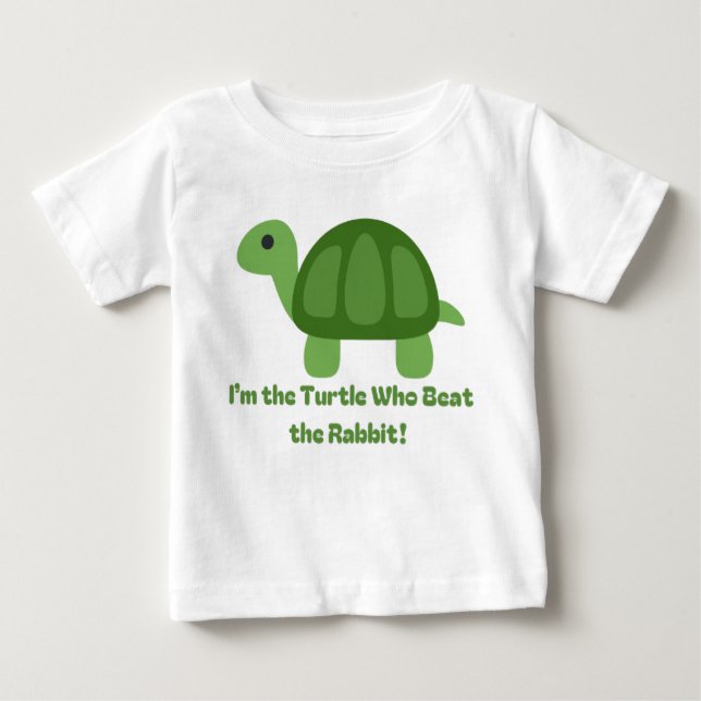 T-shirt Pour Bébé Funny Turtle Kids Shirt Beat the Rabbit (Devant)