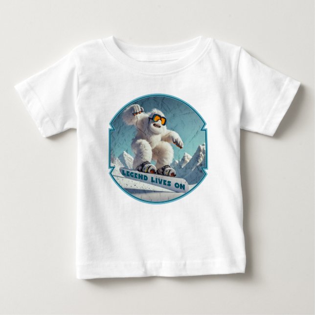 T-shirt Pour Bébé Funny Yeti Legend Snowboard Aventure hivernale (Devant)