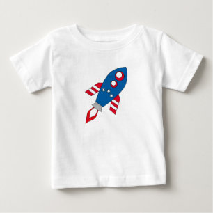 T-shirt Pour Bébé Fusée rouge blanc et bleu