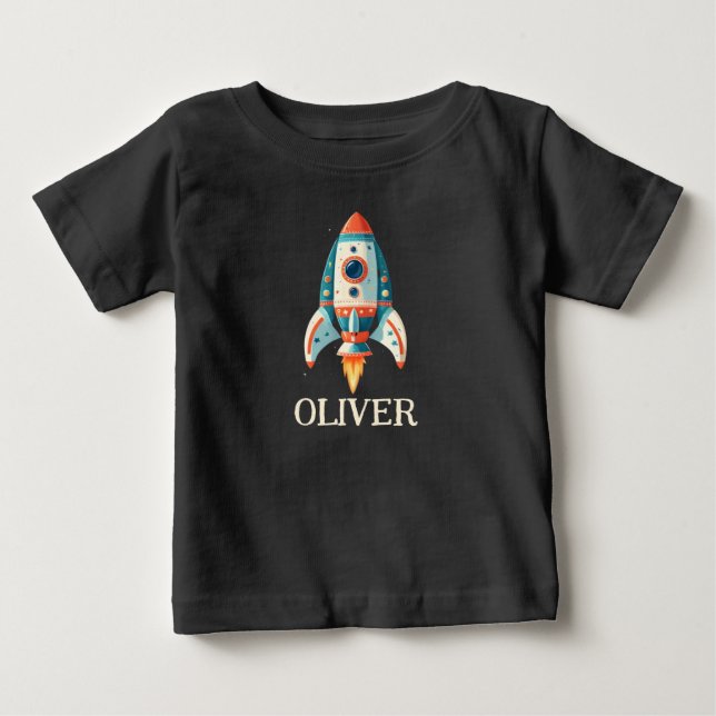 T-shirt Pour Bébé Fusée spatiale de dessin animé mignonne personnali (Devant)