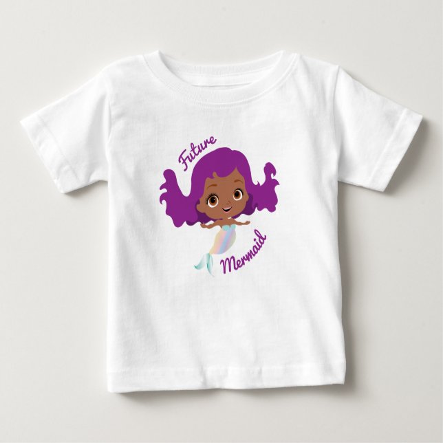 T-shirt Pour Bébé Futur Afro-Américain Sirène Mignon (Devant)