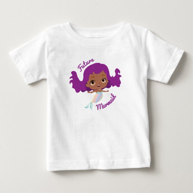 T-shirt Pour Bébé Futur Afro-Américaine Sirène Mignonne (Devant)
