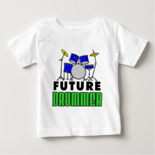 T-shirt Pour Bébé Futur Drummer Blue Drum Set Cartoon