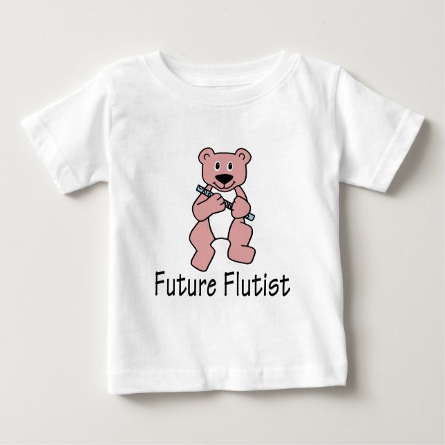 T-shirt Pour Bébé Futur Flutiste/ Ours (Devant)