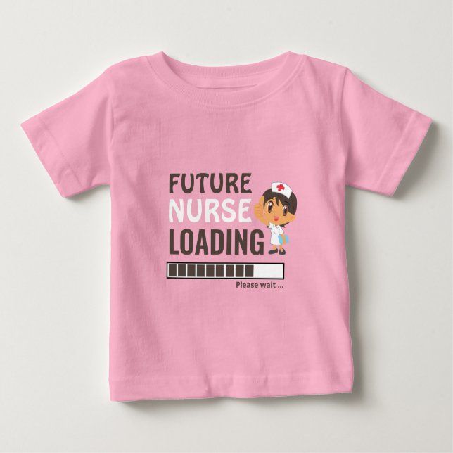 T-shirt Pour Bébé Futur Infirmière Chargement Rose Funny Faire Votre (Devant)