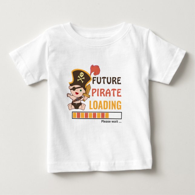 T-shirt Pour Bébé Futur Pirate Chargement mignon fête d'anniversaire (Devant)