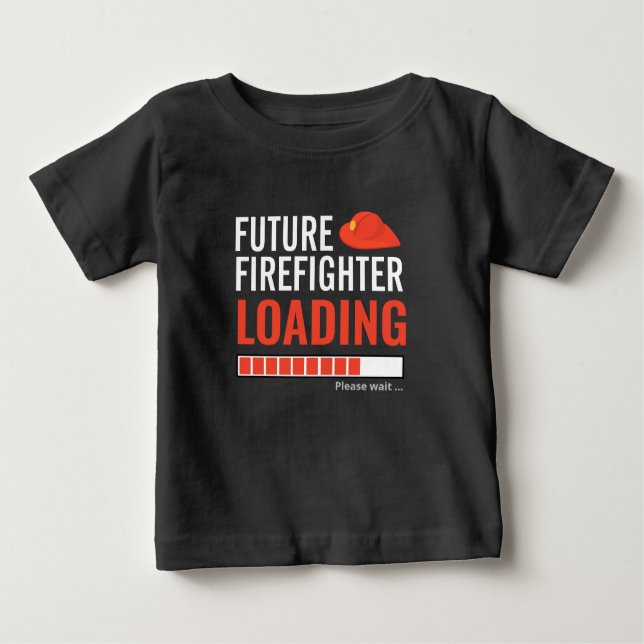 T-shirt Pour Bébé Futur pompier Chargement mignon drôle Personnalisé (Devant)