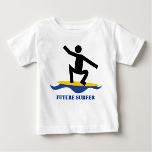 T-shirt Pour Bébé Futur surfer, surfer sur une planche de surf perso
