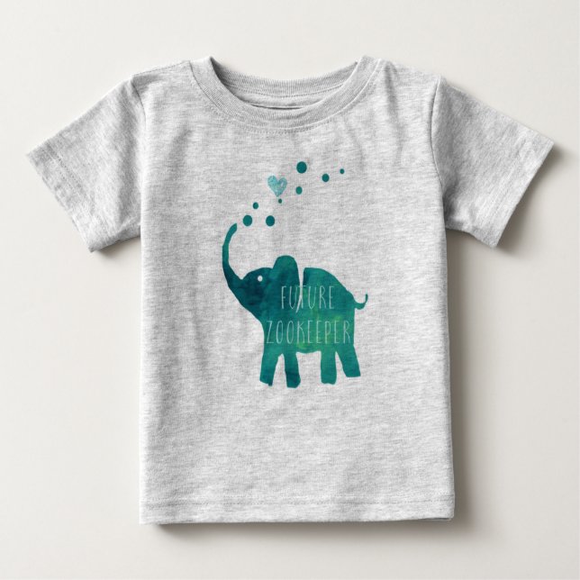 T-shirt Pour Bébé Futur Zookeeper Elephant Toddler Long Manche (Devant)