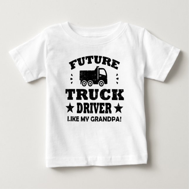 T-SHIRT POUR BÉBÉ FUTURE CONDUCTEUR DE CAMIONS COMME MA GRANDE-BRETA (Devant)