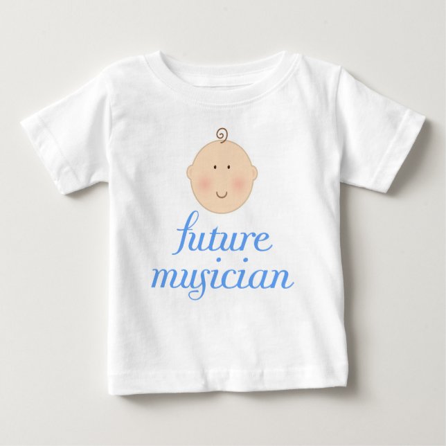 T-shirt Pour Bébé Future tête bleue mignonne de bébé de musicien (Devant)