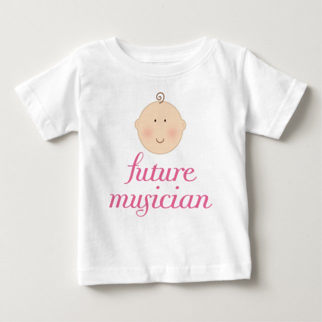 T-shirt Pour Bébé Future tête mignonne rose de bébé de musicien (Devant)