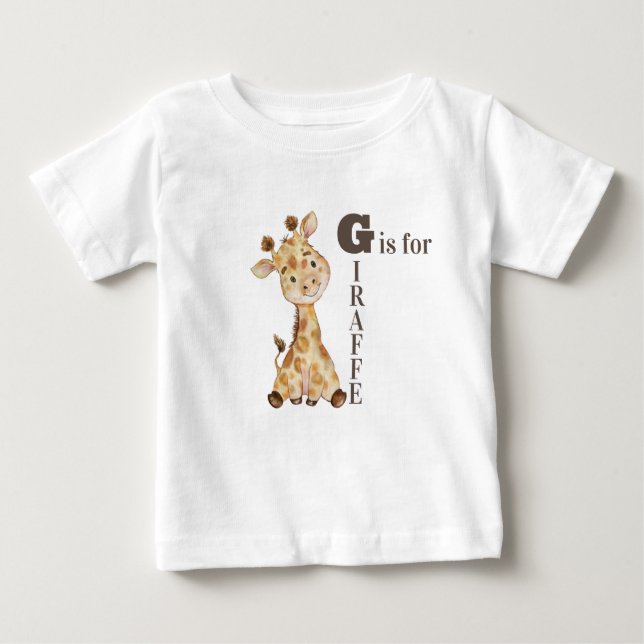 T-shirt Pour Bébé G comme GIRAFFE - Girafe Fantaisiste (Devant)