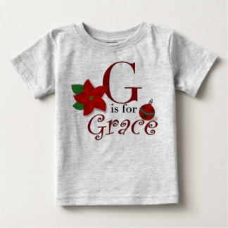 T-shirt Pour Bébé G est pour Grace, Baby's First Christmas Tee