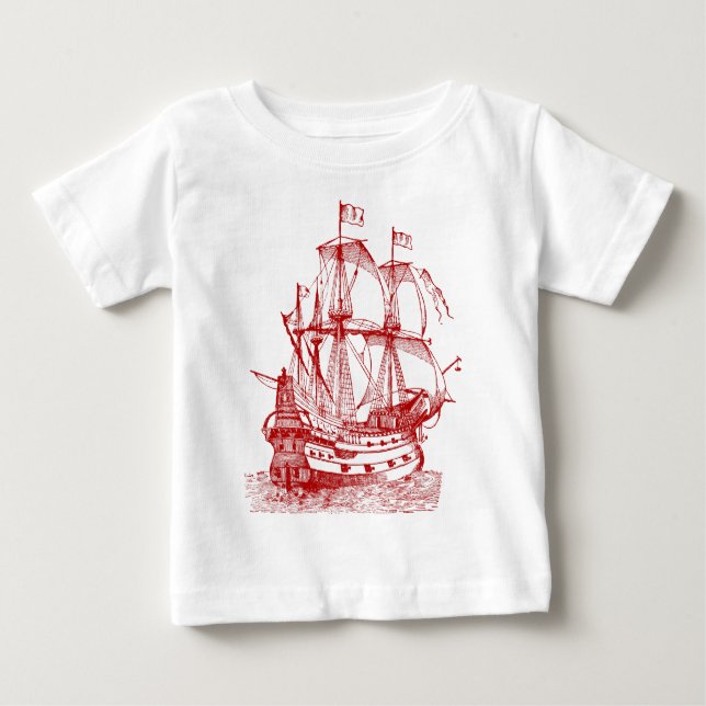 T-shirt Pour Bébé Gallion - Rouge rubis (Devant)
