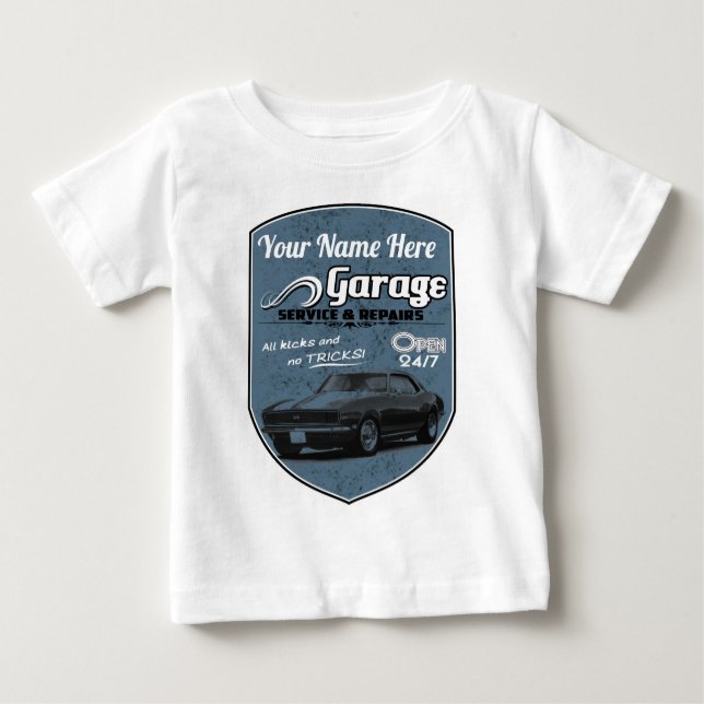 T-shirt Pour Bébé Garage personnalisé de Camaro (Devant)