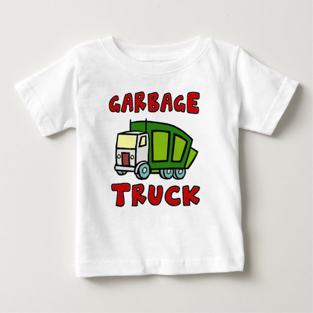 T-shirt Pour Bébé GARBAGE TRUCK SHIRT ! ! ! J'adore les camions à or (Devant)