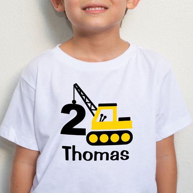 T-shirt Pour Bébé Garçon 2e anniversaire de construction grue T-shir (Créateur téléchargé)
