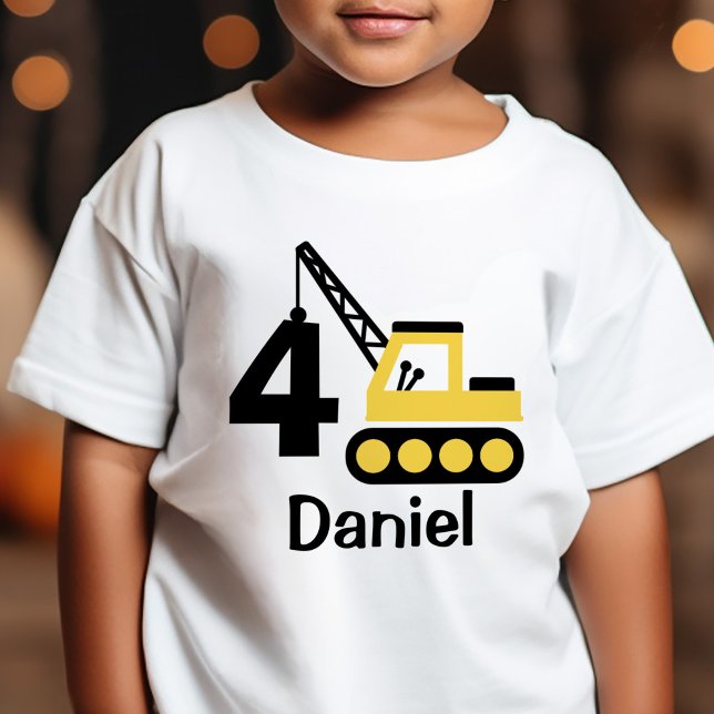 T-shirt Pour Bébé Garçon 4e anniversaire Grue de construction person (Créateur téléchargé)