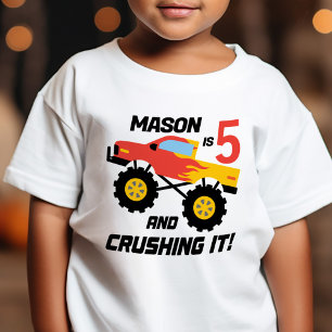 T-shirt Pour Bébé Garçon 5e anniversaire Monster Truck Personnalisé