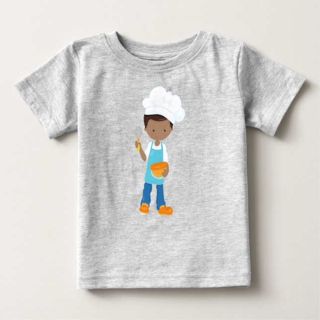 T-shirt Pour Bébé Garçon afro-américain, Boulangerie, Boulanger, Pât (Devant)