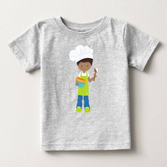 T-shirt Pour Bébé Garçon afro-américain, cuisson, boulanger, boulang (Devant)