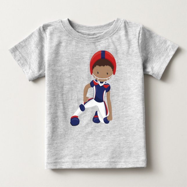 T-shirt Pour Bébé Garçon Afro-Américain, Joueur de Rugby, Sport d'Éq (Devant)