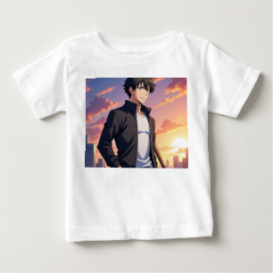T-shirt Pour Bébé Garçon Anime au coucher du soleil dans la ville –