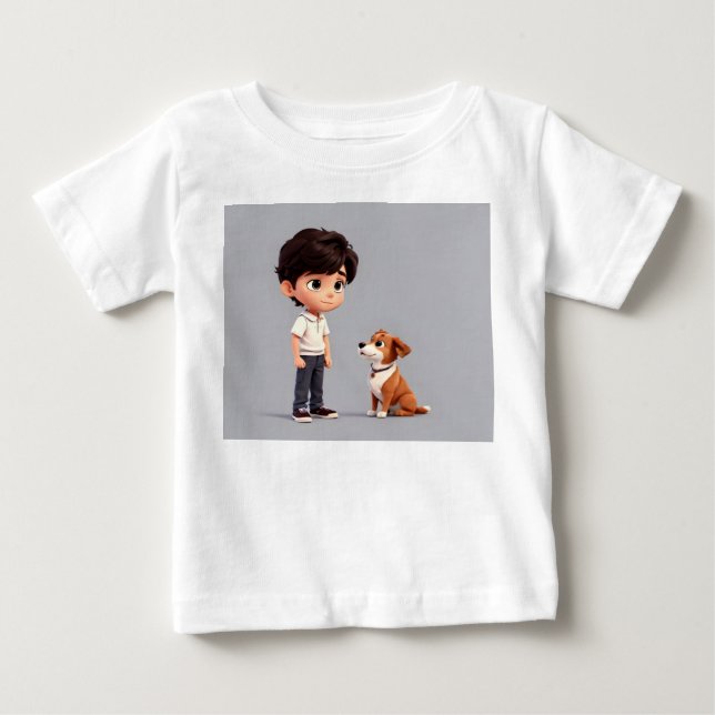 T-shirt Pour Bébé Garçon avec art chien (Devant)