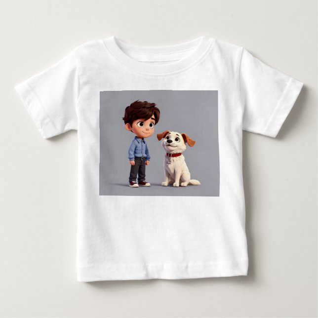 T-shirt Pour Bébé Garçon avec art chien (Devant)
