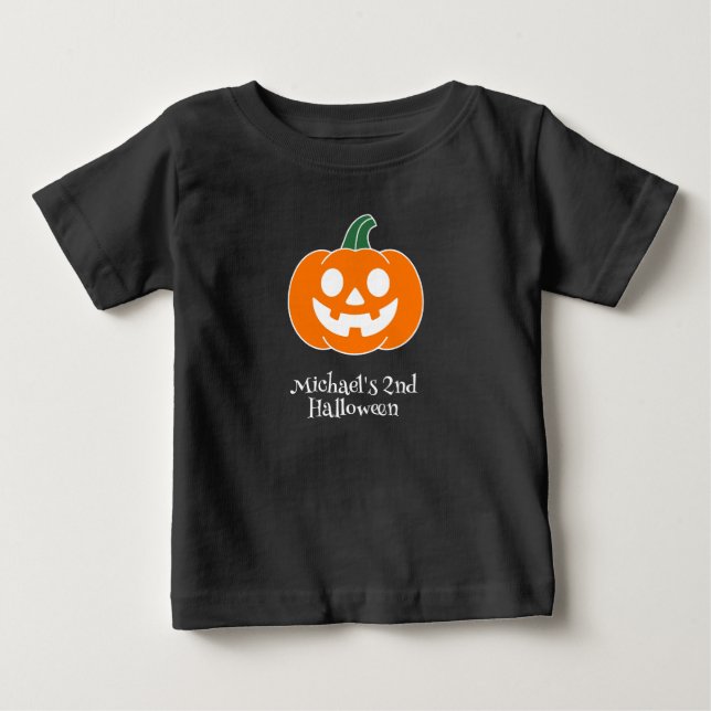 T-shirt Pour Bébé Garçon Bébé Citrouille d'Halloween (Devant)