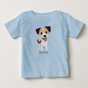 T-shirt Pour Bébé Garçon Chiot Mignon Chien Dessin Animé Nom Personn