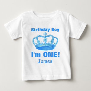 T-shirt Pour Bébé Garçon d'anniversaire avec la couronne j'ai UNE